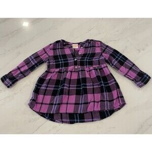 Jumping Beans Girls Long Sleeve Flannel Shirt, 3T